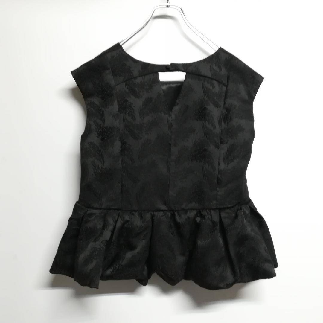 L 大きいサイズ niana ペプラムセットアップドレス ワイドパンツ ブラック