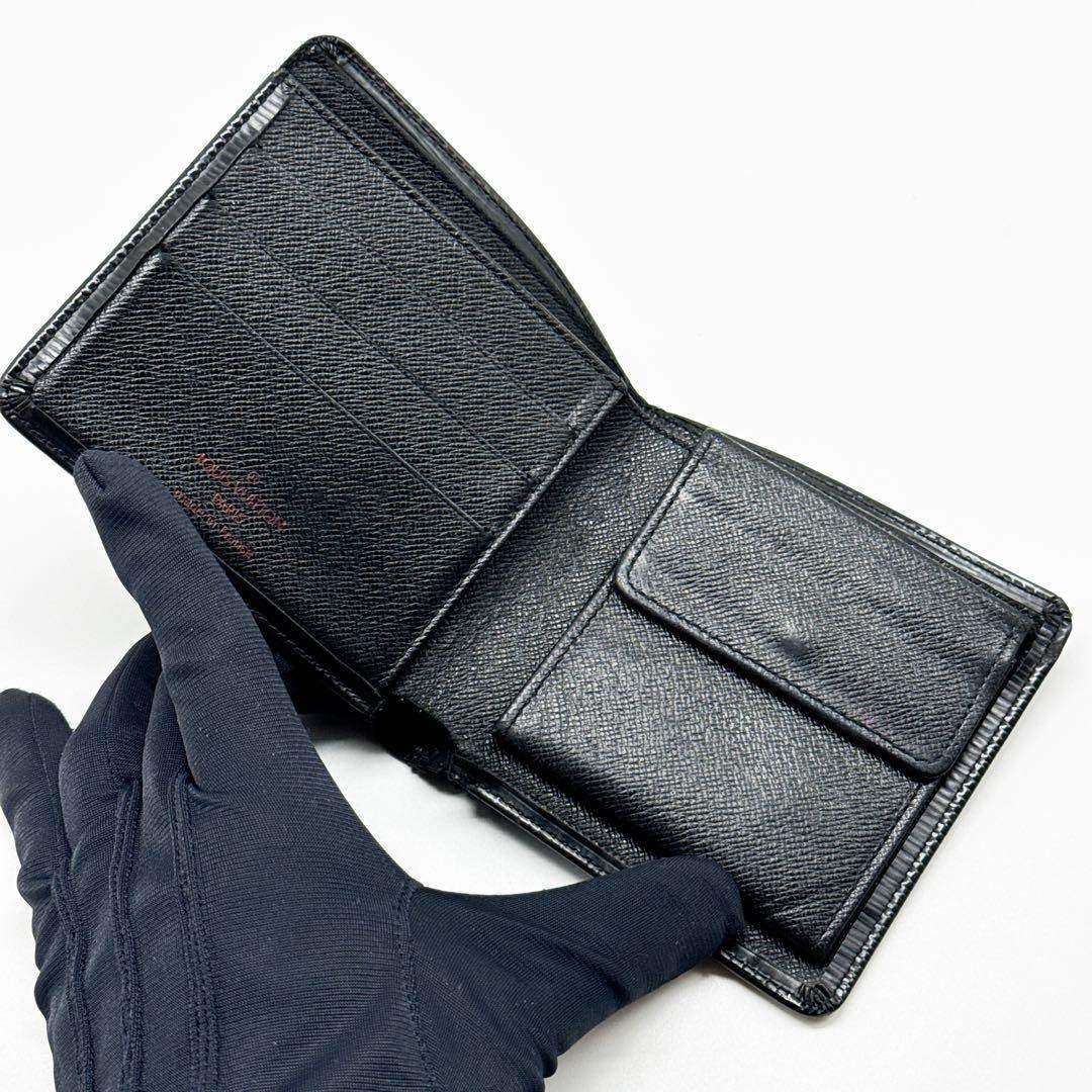 ルイヴィトン エピ マルコ 二つ折り財布 黒 財布 ブラック クレディモネ NM