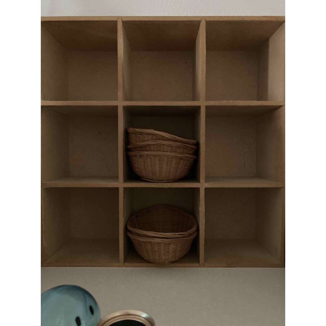 40年前ブロカントショップ購入ディスプレイラック飾り棚マス目箱柳カゴ5個