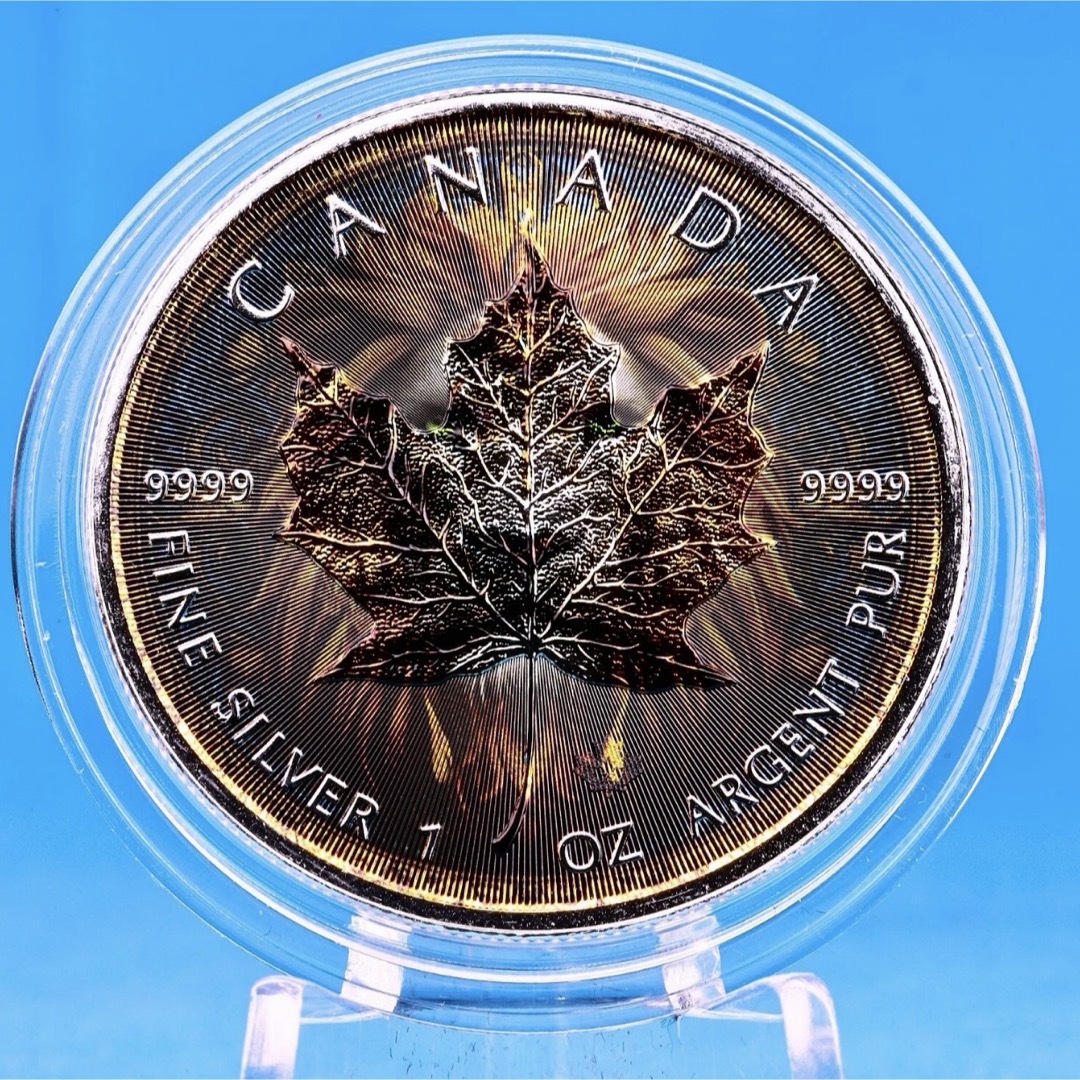メイプルリーフ 銀貨 カラー マンダラライオン 曼荼羅 1オンス 1oz