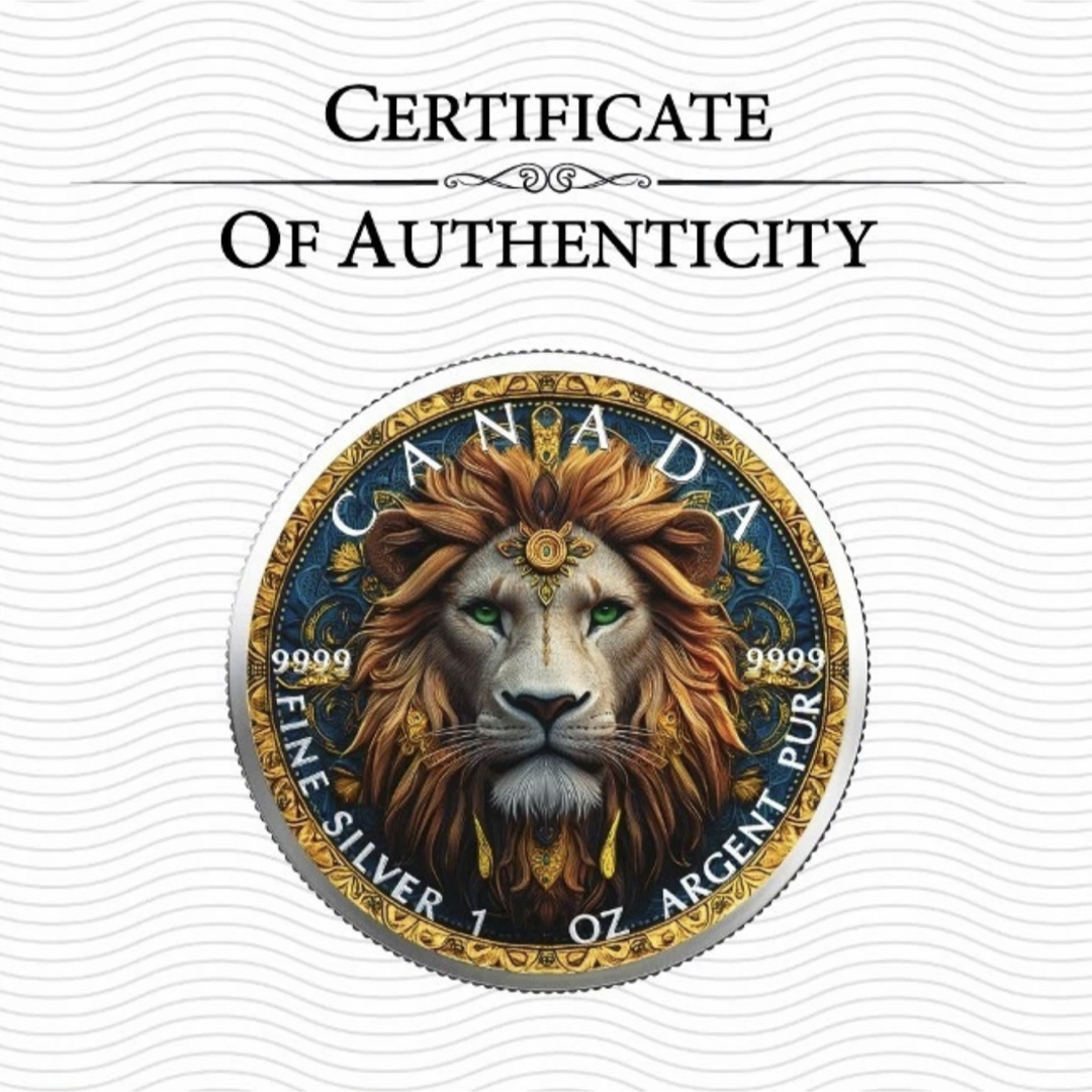メイプルリーフ 銀貨 カラー マンダラライオン 曼荼羅 1オンス 1oz