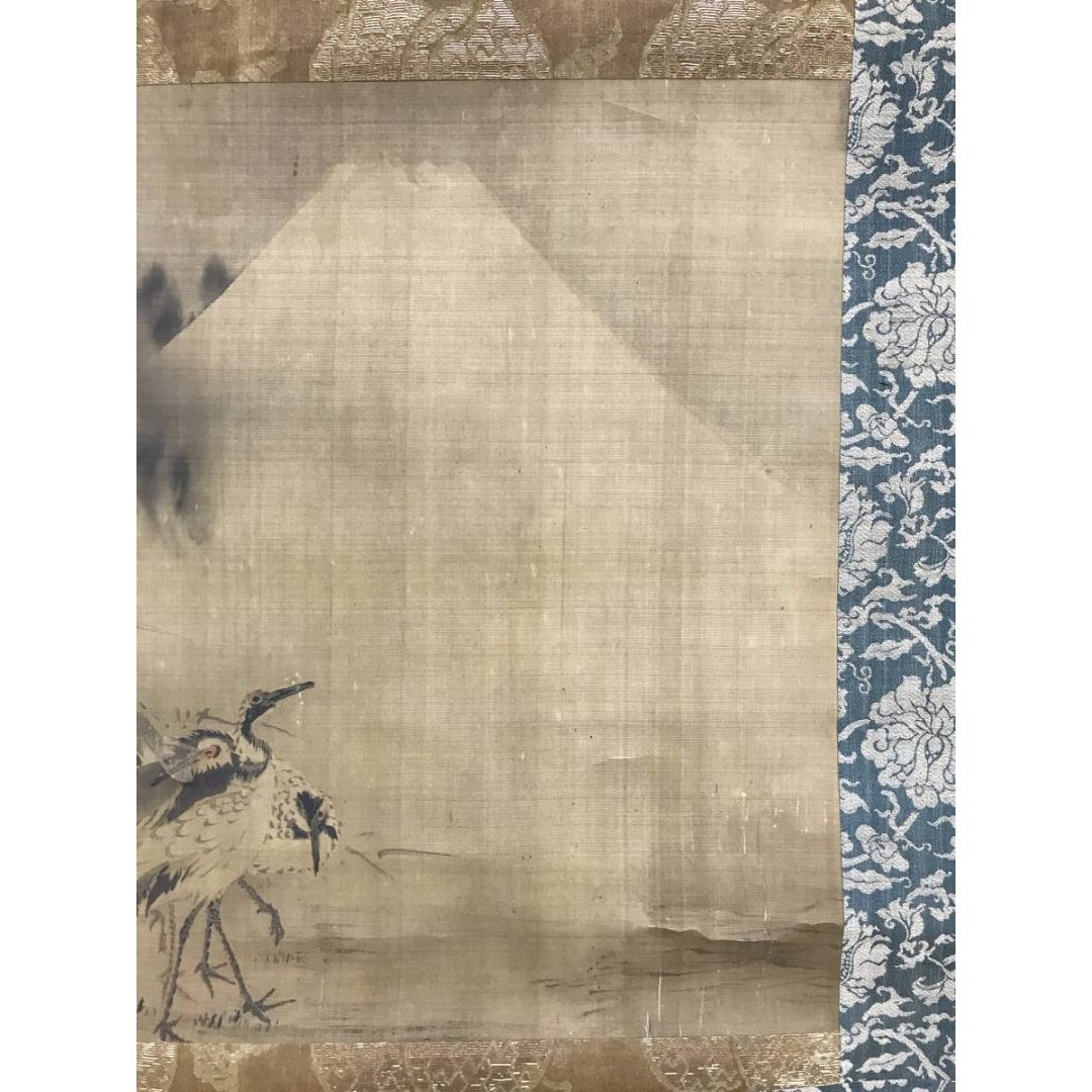 真作/狩野洞玉/富士山芦の湖畔/群鶴図/横物/山水図/