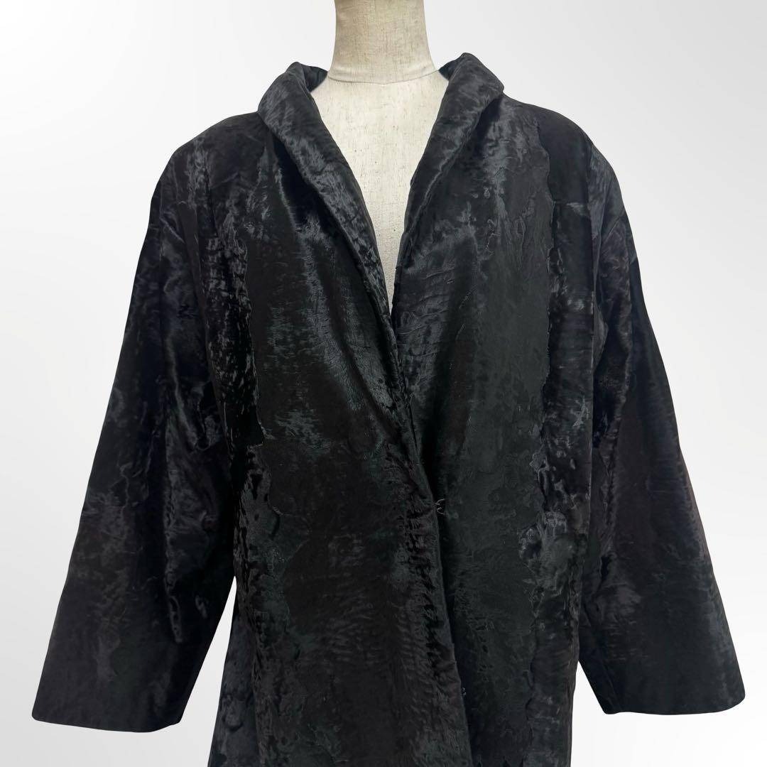 Chloe クロエ ベロア×ハラコ調 ロングコート レディース ヴィンテージ