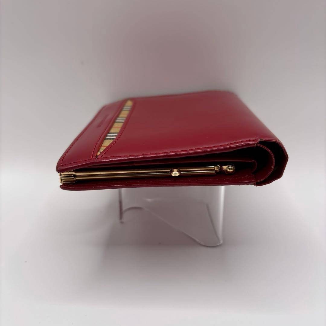 BURBERRY 二つ折り財布 がま口 ノバチェック レッド バーバリー 財布