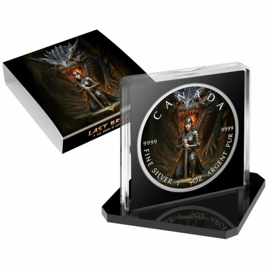 100枚限定 メイプルリーフ 銀貨 カラー ドラゴンナイト 1オンス 1oz