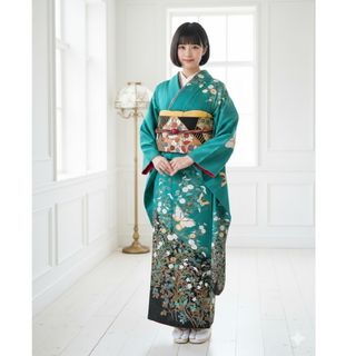 プレミアビーズパール刺繍 振袖バッグ草履セット 西陣刺繍 くすみ