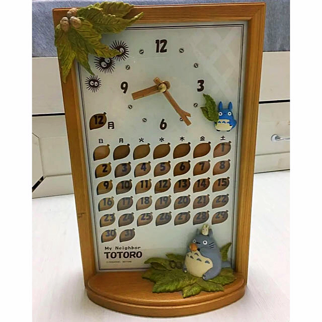 となりのトトロ 小トトロ となりのトトロ 置き時計 カレンダー付き 中