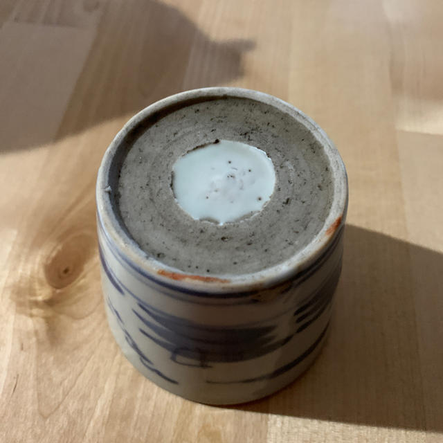 骨董 アンティーク 古伊万里 染付 羊歯文 蕎麦猪口 4点 縁錆 甘手