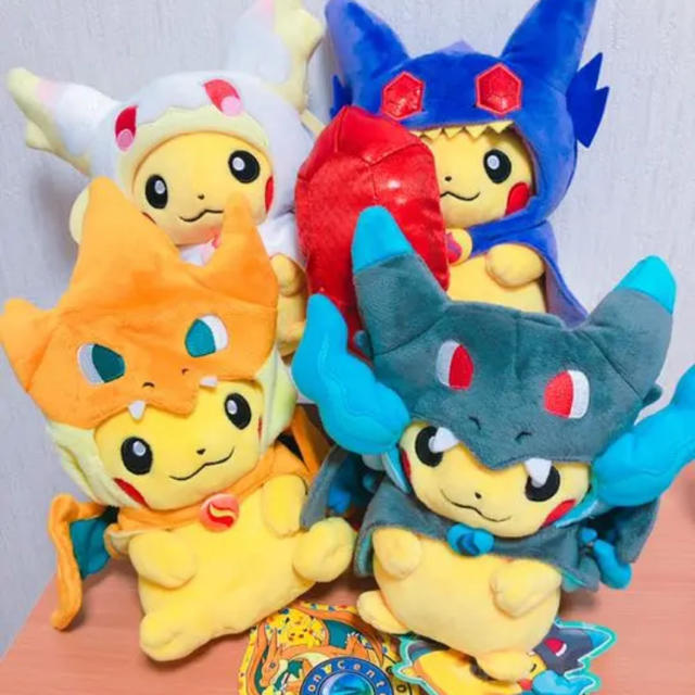 ポケモン - ポンチョを着たピカチュウ ぬいぐるみ メガ進化4体セットの