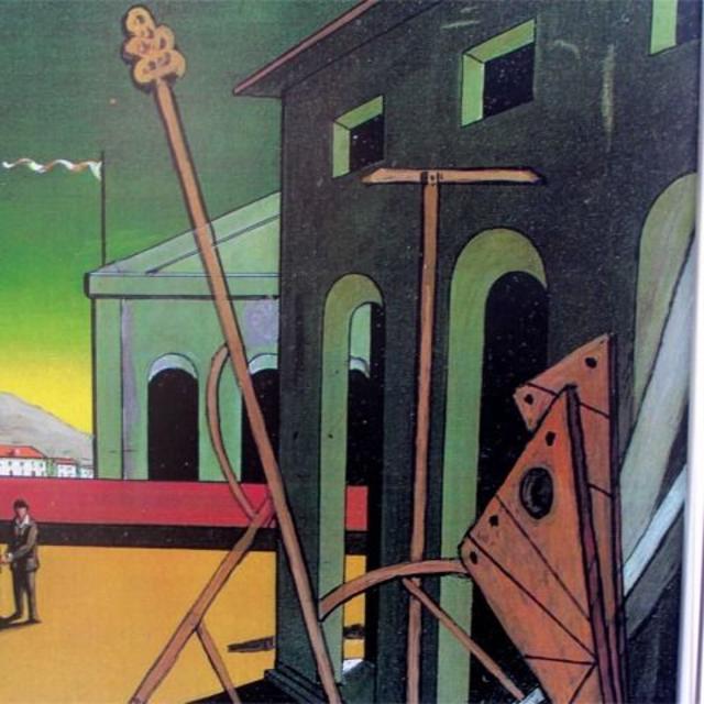 ジョルジョ・デ・キリコ、【大勝負（イタリア広場）】、希少画集画 デ