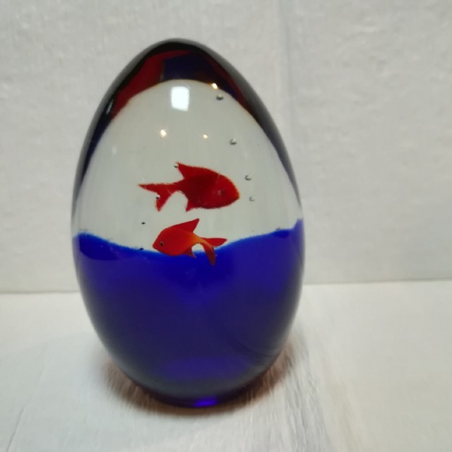 ベネチアングラスベネチア置物魚卵形作家物一点物アクアリウム工芸品