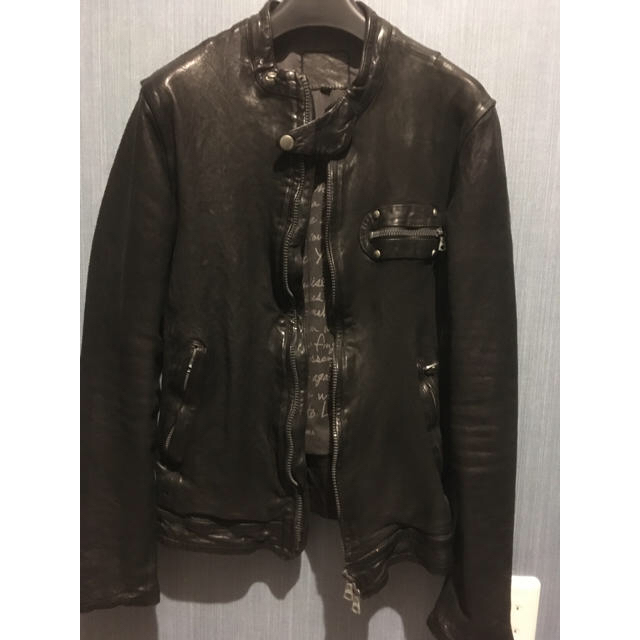 傑作 BACKLASH ドイツカーフ セミダブルライダースジャケット