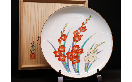 有田焼柿右衛門菊花染付絵皿木箱付
