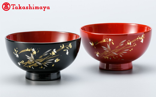 輪島塗〈大藤漆器店〉飾皿 （尺） 赤 月に鶴沈金 [高島屋選定品