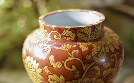 雲泉】黄地紅彩牡丹唐草花瓶 - 京都府京都市｜ふるさとチョイス