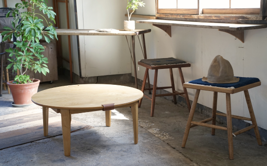 折りたたみちゃぶ台 円卓 手作り 木製 【Ojn Handmade Hut】 新潟県