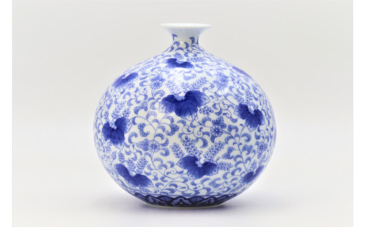 有田焼 禁裡御用（宮内庁）窯元 辻精磁社 染付 桐花紋 花瓶 A2200-5