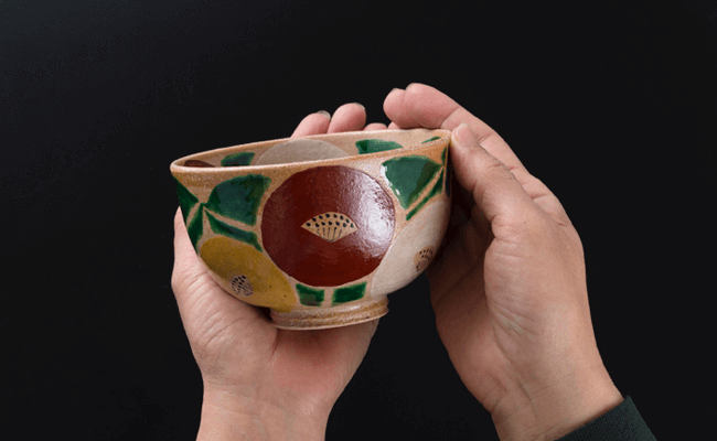 波佐見焼】魯山人写椿 大鉢 /抹 茶碗 セット（桐箱入） どんぶり