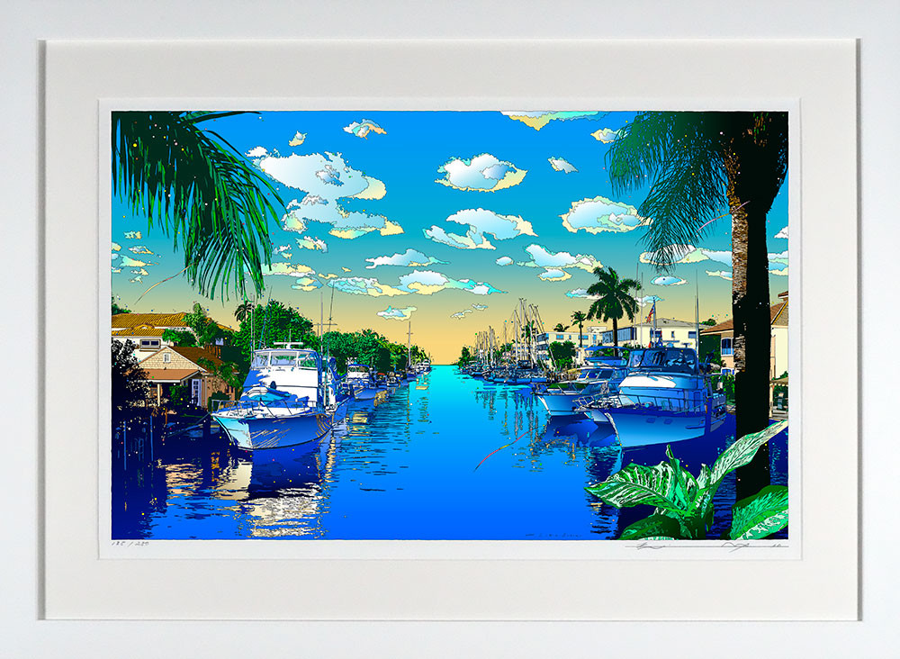 鈴木英人版画「我が心のマイアミ」フレーム付き[№5875-0714] - 神奈川