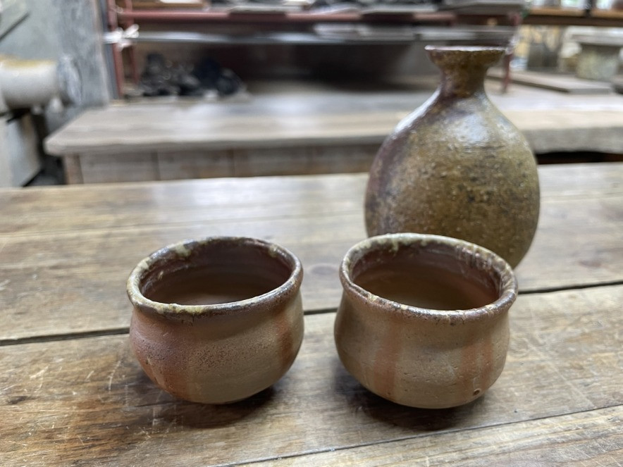 三国窯 備前焼 酒器セット （徳利1個 ぐい呑み2個） - 岡山県新見市