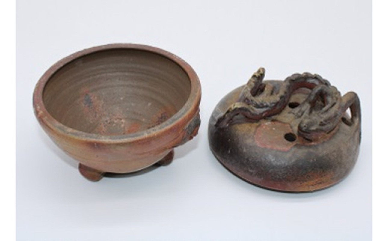 青備前 備前焼 香炉 茶道具 アンティーク備前 蔵出し 鑑賞陶器 1客