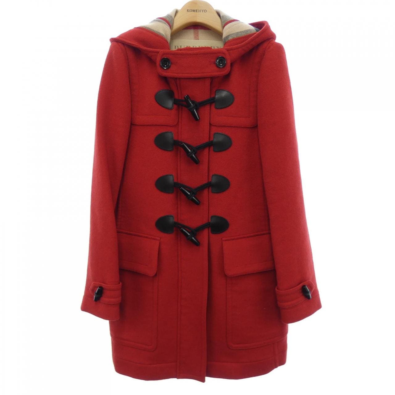 BURBERRY - 【BURBERRY】ダッフルコート☆レッド☆裏地ノバチェック柄