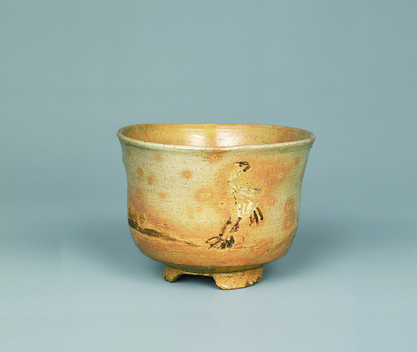 e787 狂言袴 高麗茶碗 真清水蔵六 書付 識箱 銘 『から簫』 青磁