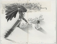 石ノ森章太郎直筆サイン入りカラー複製イラスト「龍神沼」