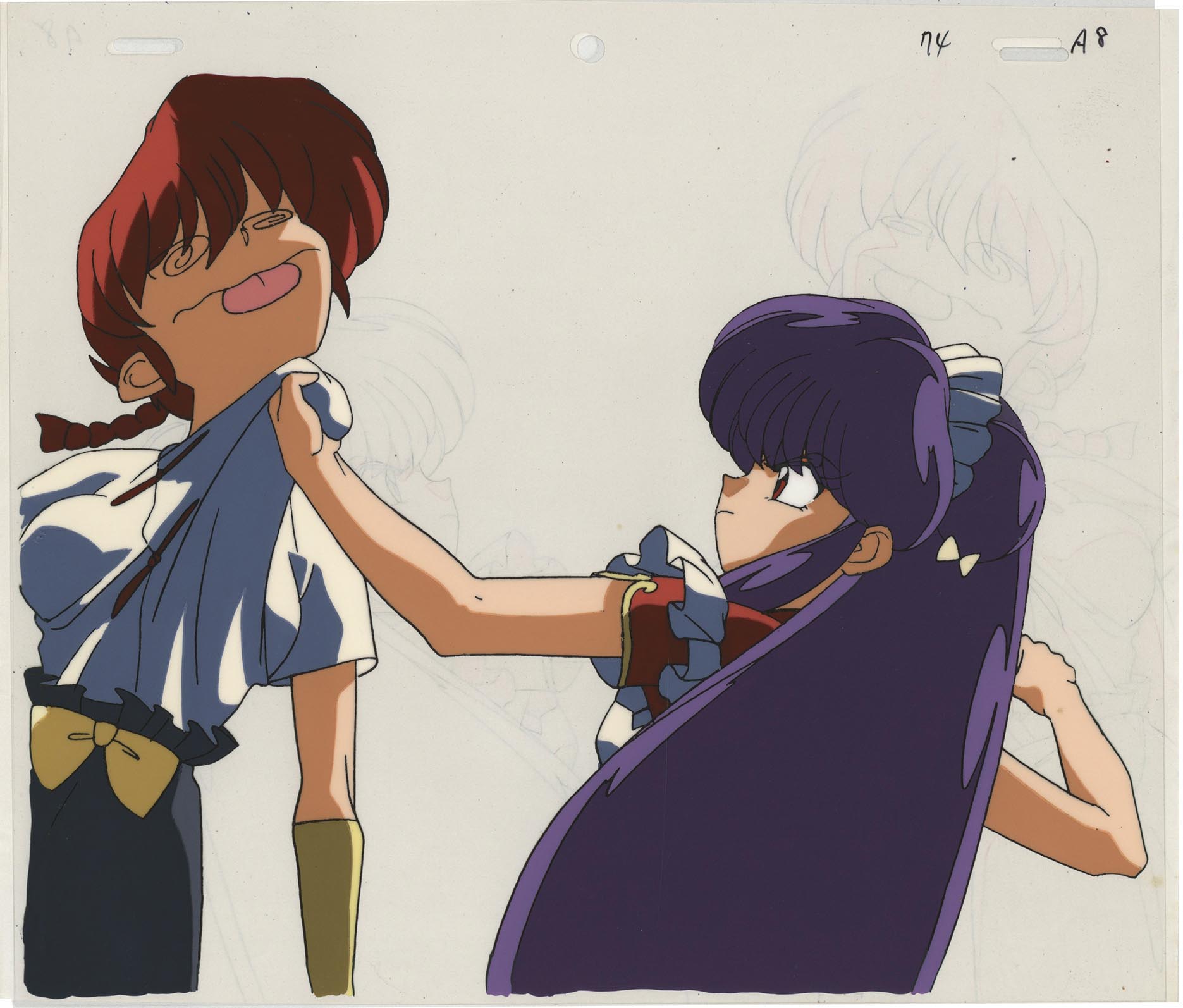 入手困難）セル画らんま1/2 ムースとらんまの戦闘シーン 入手困難）セル