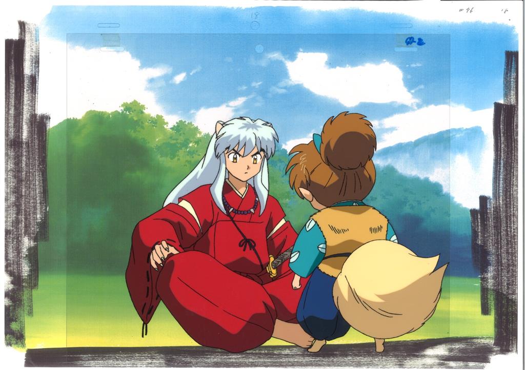 犬夜叉 珊瑚 原画と修正画 犬夜叉 珊瑚 セル画 犬夜叉 珊瑚 原画3枚＋