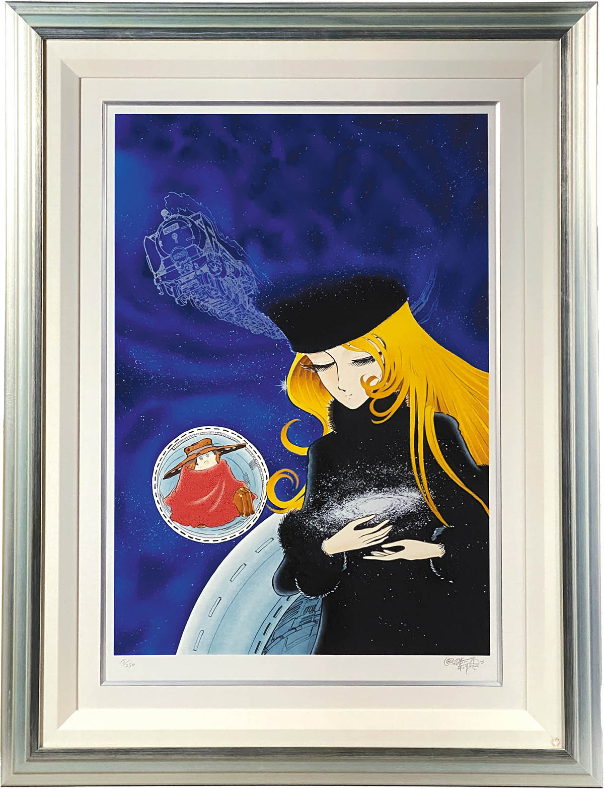 必見！銀河鉄道999 宝石画 Bタイプ横 松本零士サイン入り シルバー2段