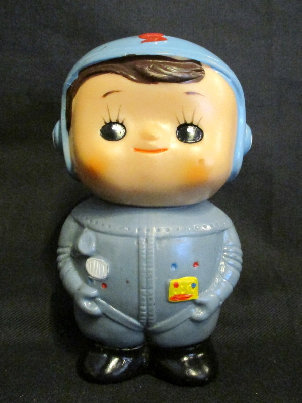 y551□こくぎん こくちゃん ソフビ 貯金箱 國民相互銀行◇宇宙飛行士