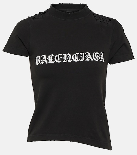 Gothic Type Shrunk cotton-blend T-shirt in black - Balenciaga