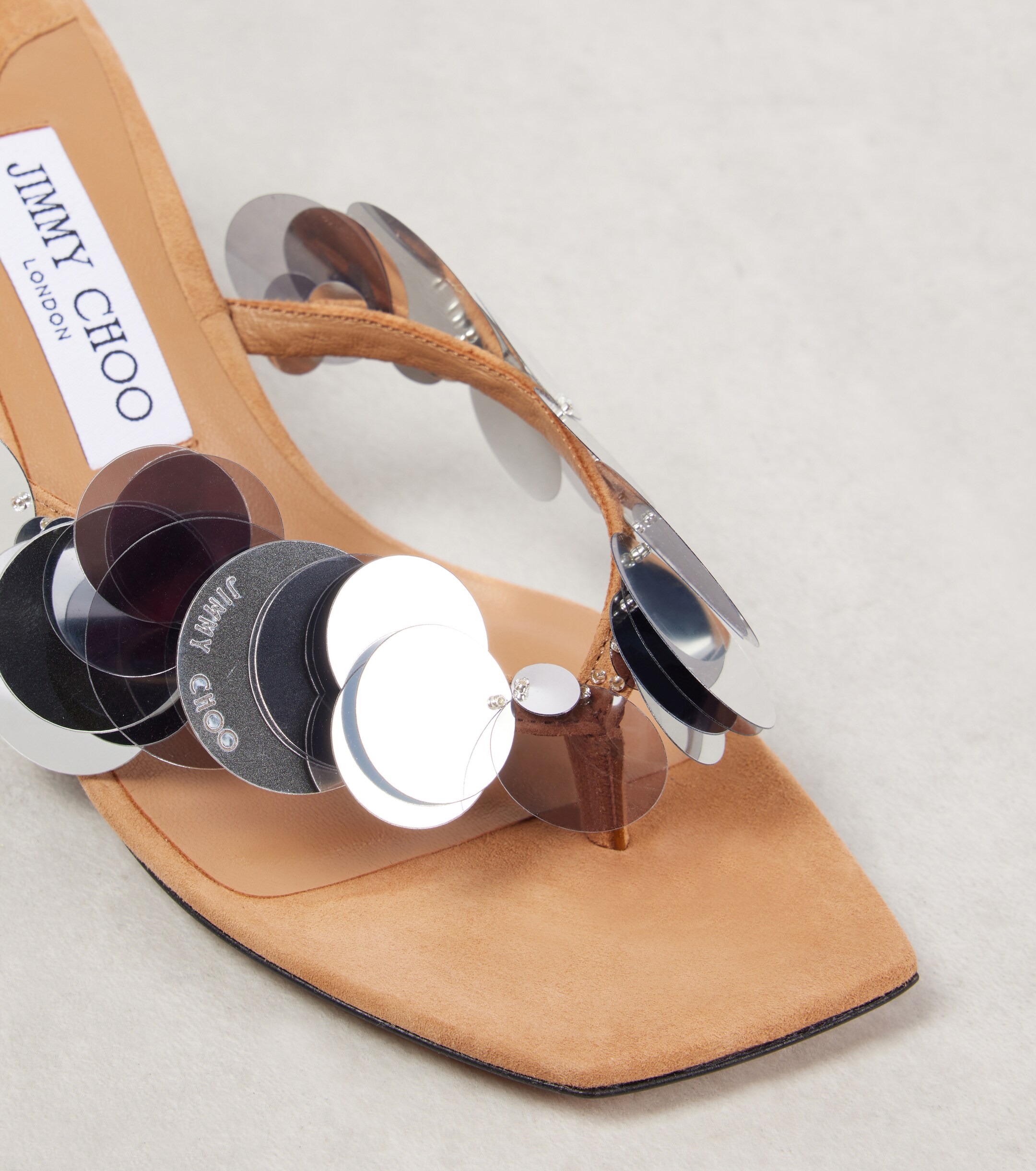 JIMMY CHOO - Freja 70 sequined suede thong sandals | Plush