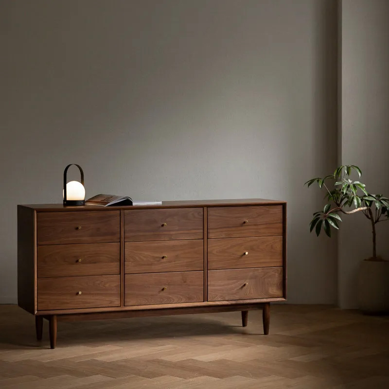 Woody Prime Walnut ウォールナット材 北欧風木製9マスキャビネット