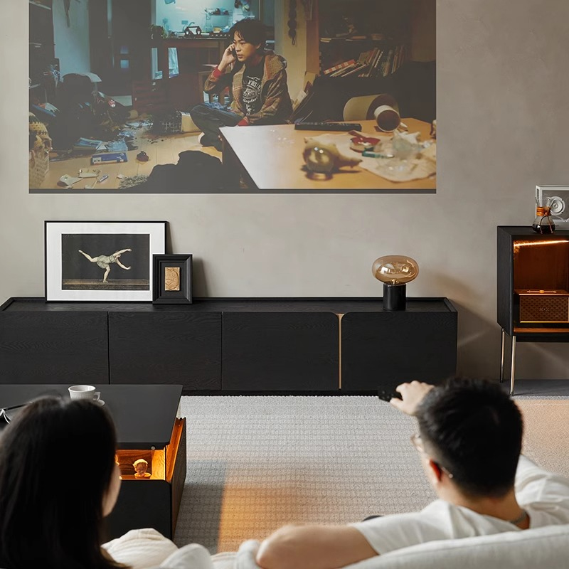 Woody Aura天然木ブラックテレビボード | 天然木の重厚感 シンプル