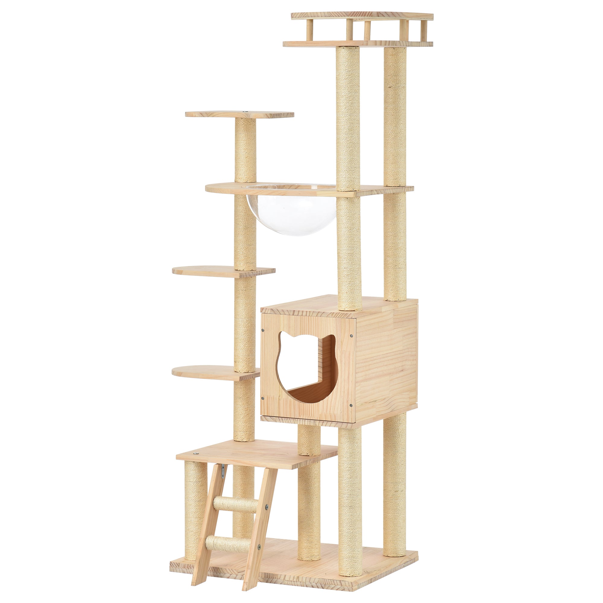木製透明宇宙船キャットタワー | 遊び心と透明感で猫の冒険心を