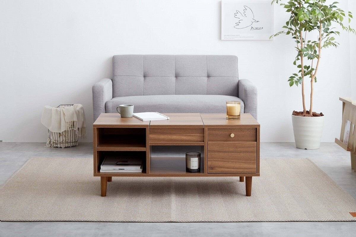 北欧ナチュラル木製収納付き付きドレッサーテーブル | 多機能で省