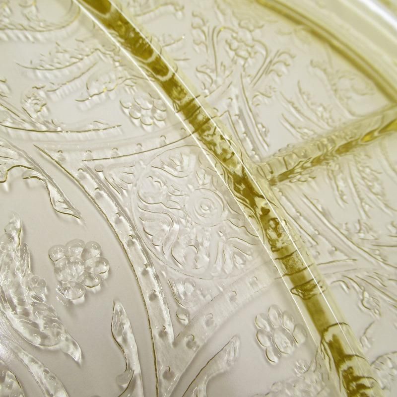 フェデラルグラス・マドリッド・イエロー・3コンパートメントプレート