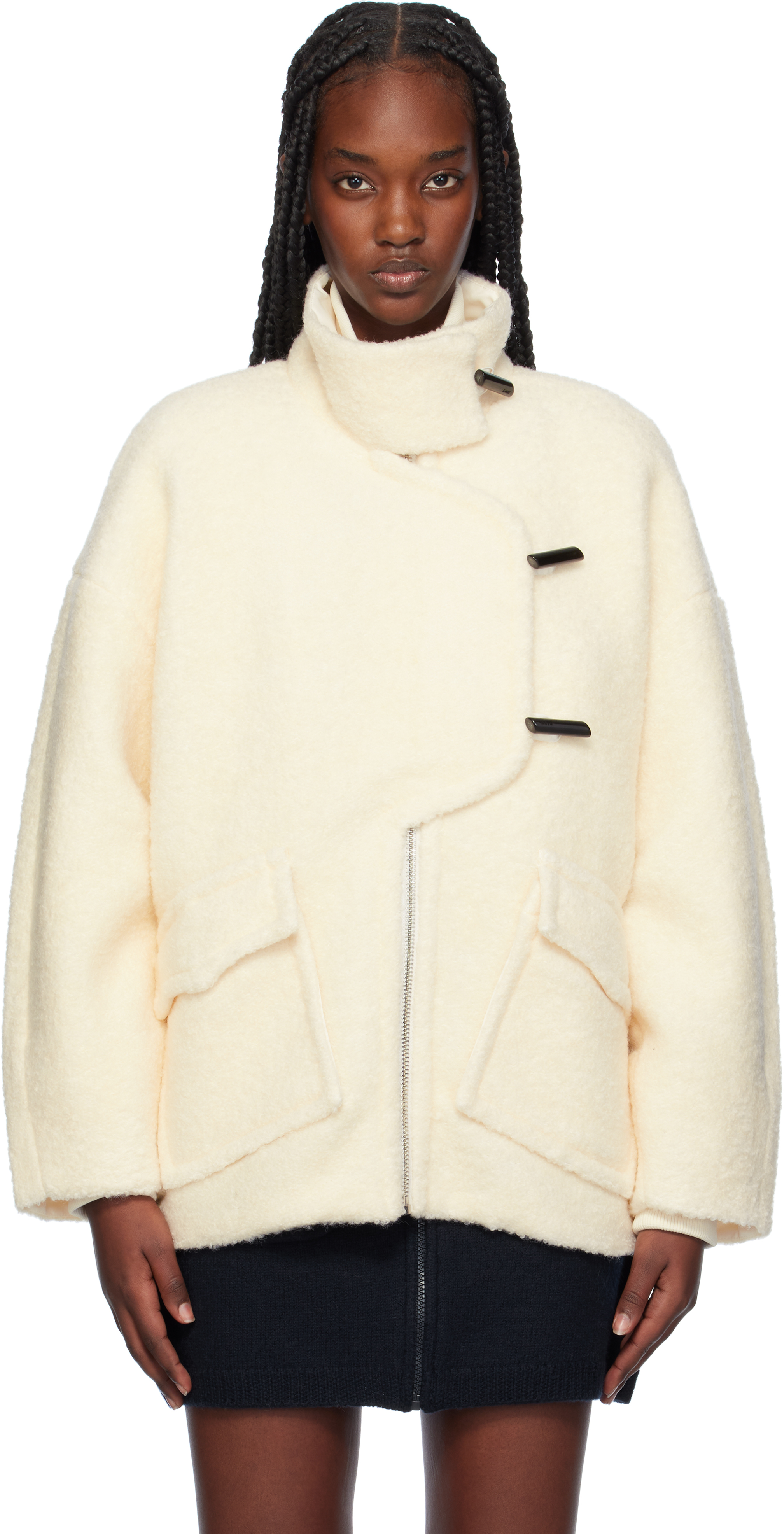 Off-White Bouclé Jacket by GANNI on Sale