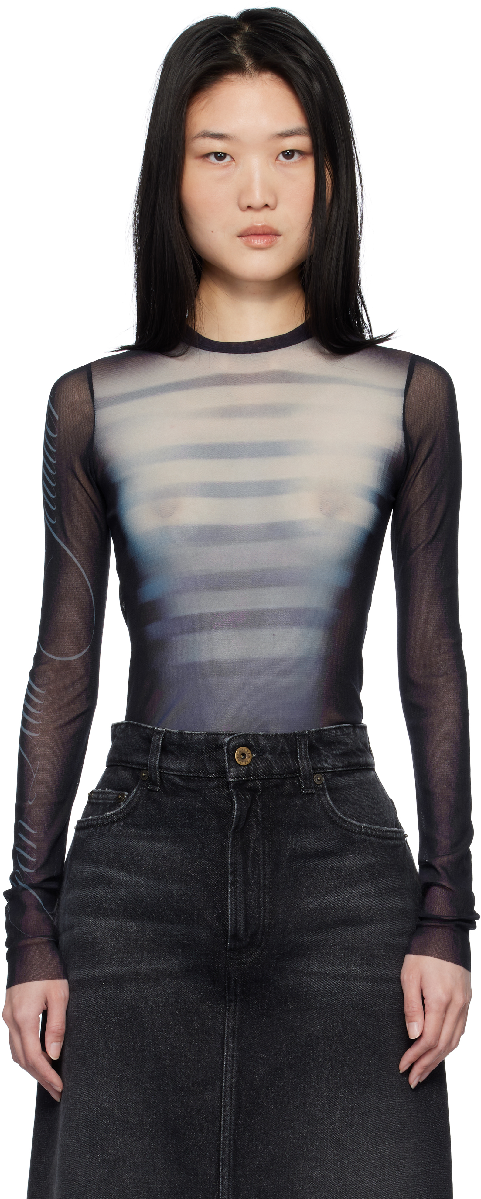 Navy 'Le Mâle' T-shirt by Jean Paul Gaultier on Sale