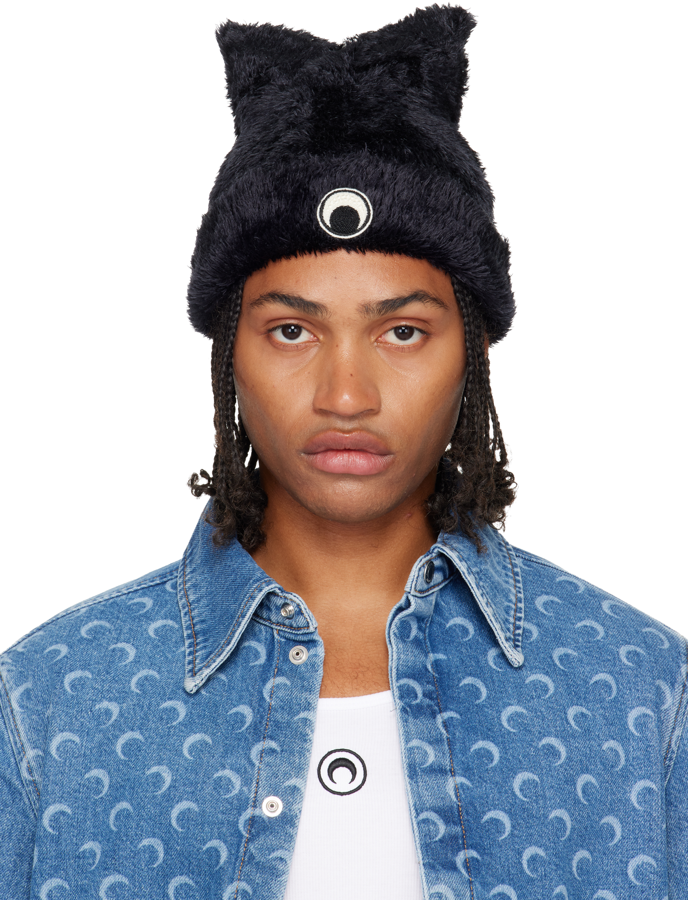 Marine Serreのブラック Wild Fluffy Knit Kawaii ビーニーがセール中