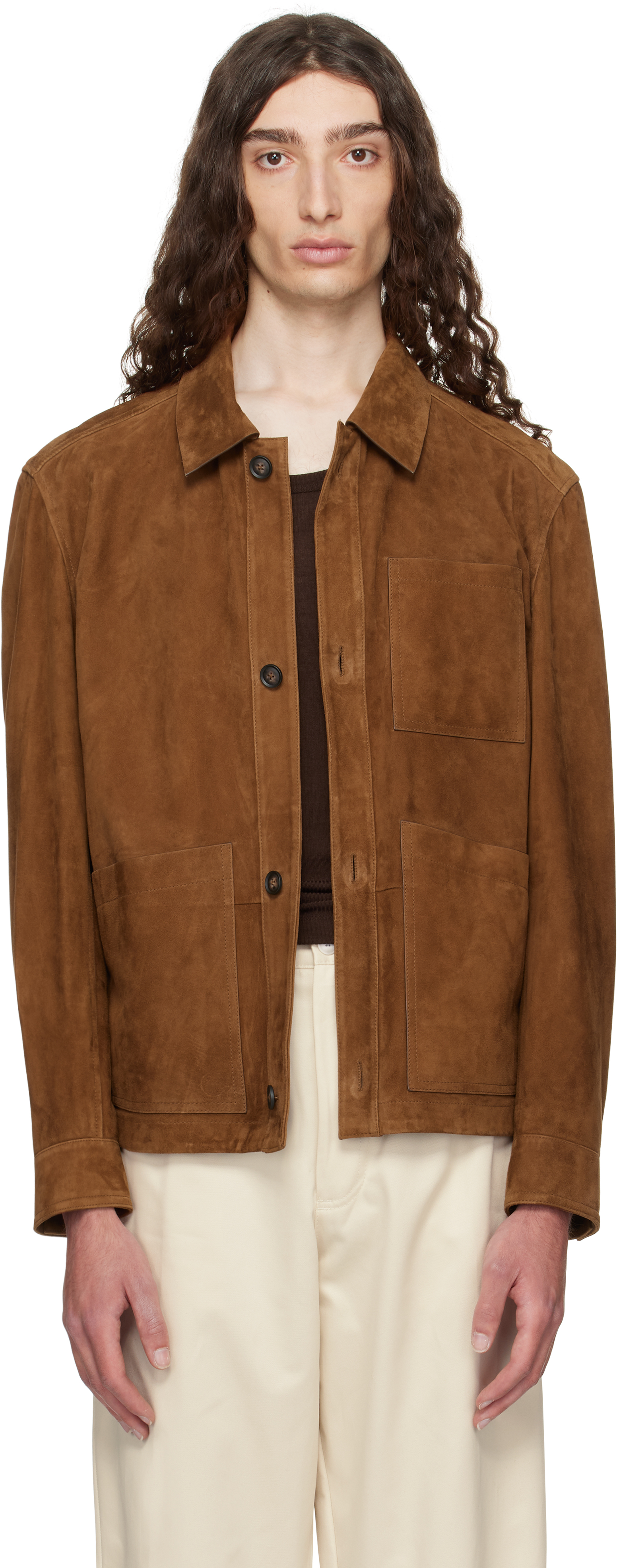 希少サイズ HUGO BOSS シングルライダースジャケット スタンドカラー