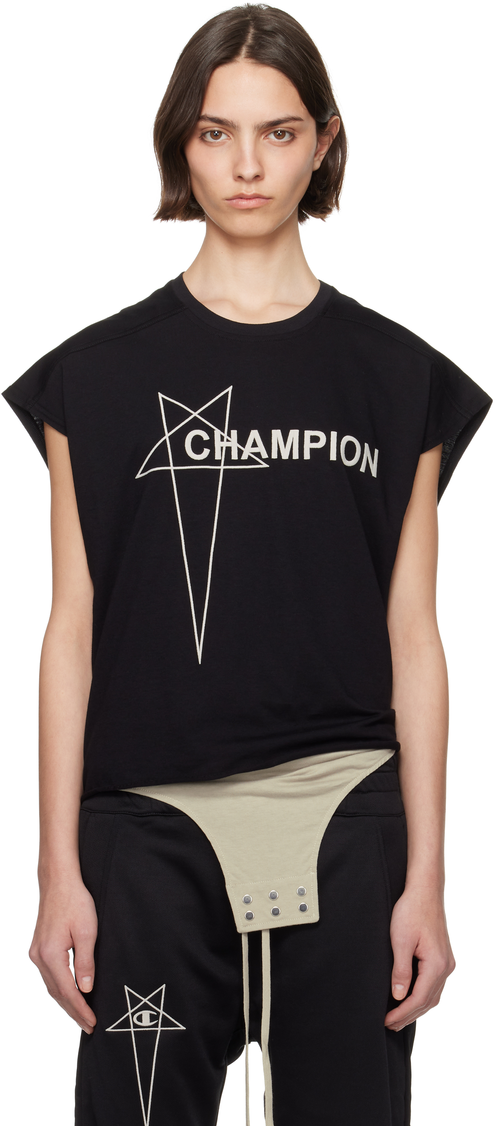 Black Champion Edition Micro Tatlin Tank Top by Rick Owens on Sale