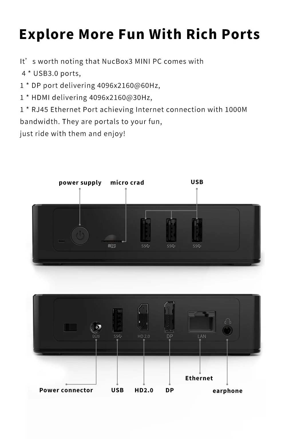 NucBox 3 Mini PC--Windows 11 Home OS + 4K 60Hz DP Port