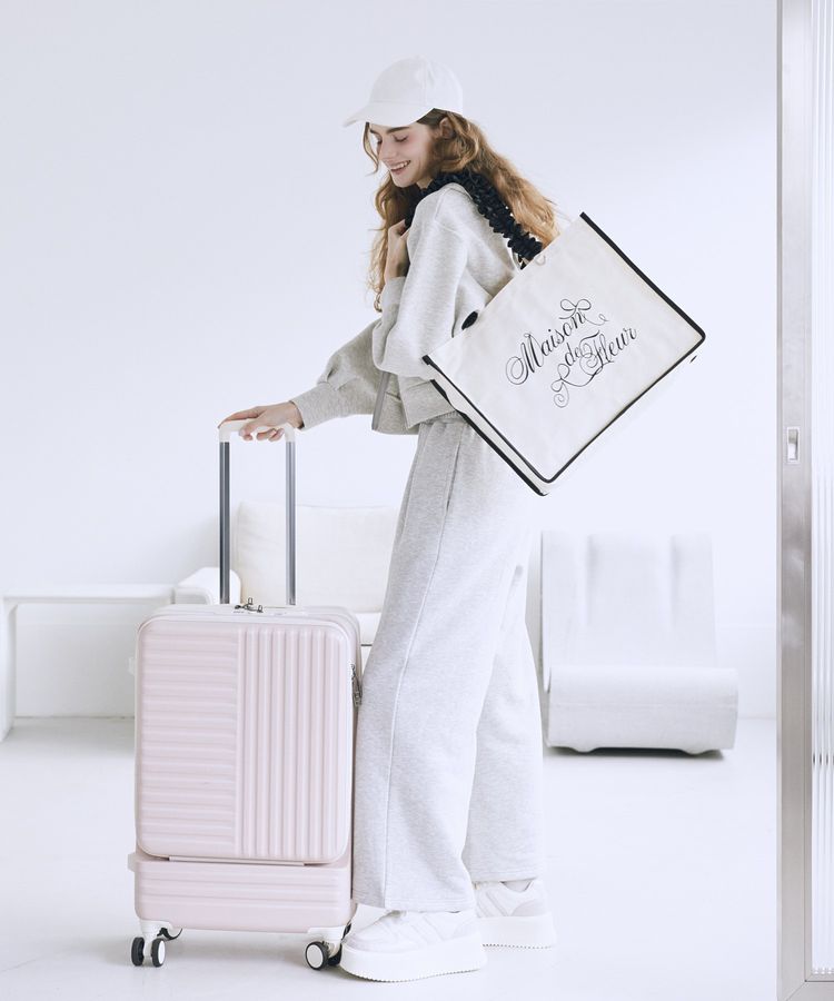 ロゴ刺繍フリルハンドル帆布キャリーオンバッグ/Maison de FLEUR