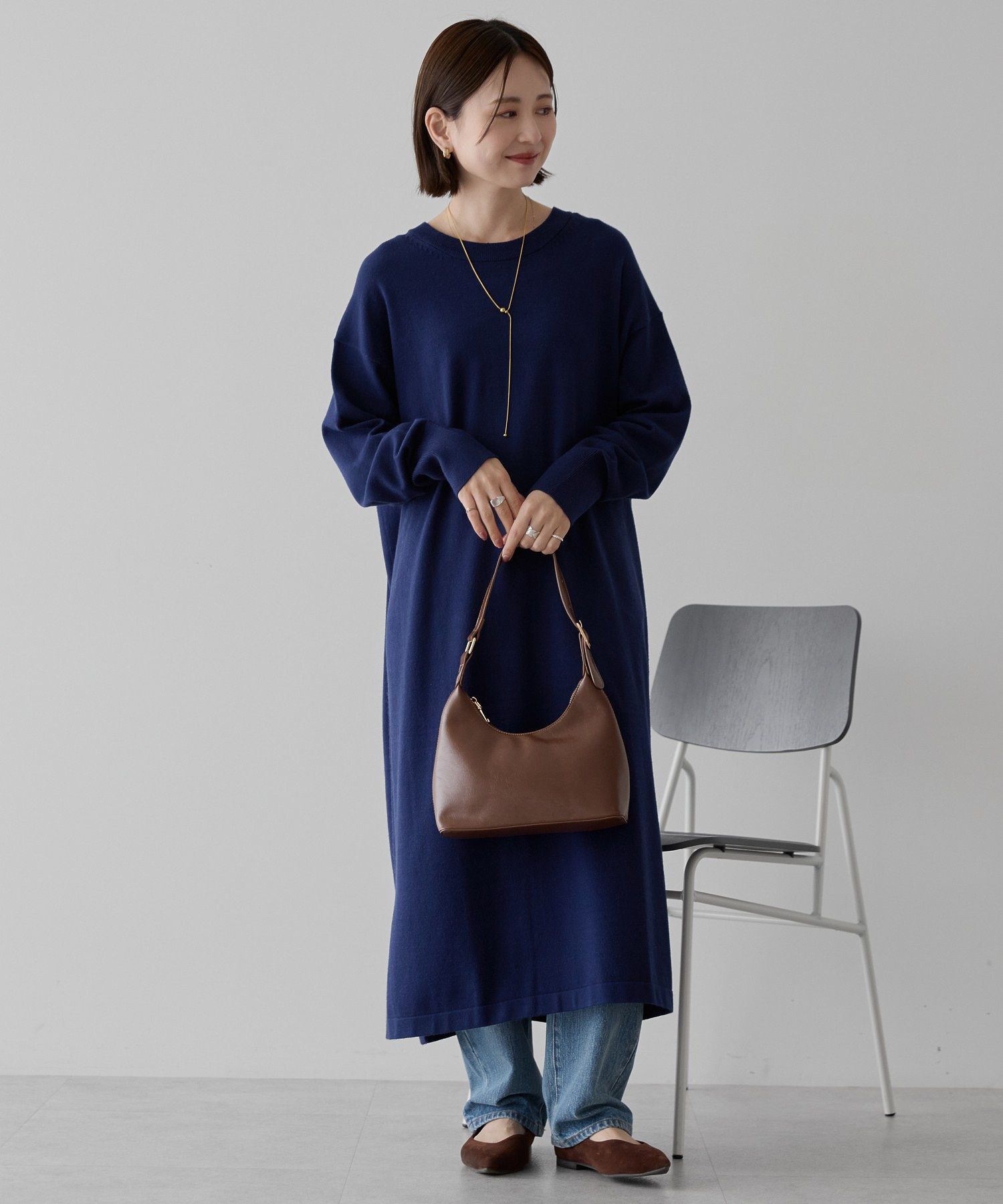 バイパチボックスニットワンピース＜静電気軽減＞/AMERICAN HOLIC