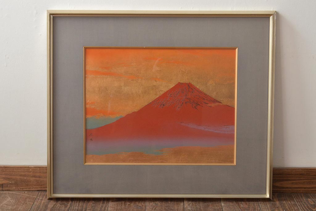 宮越鳳鳴作 赤富士 加賀金箔七宝工芸彫 宮越鳳鳴作 赤