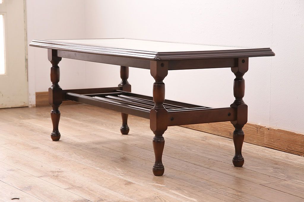 オールドカリモク センターテーブル ローテーブル 大理石風 昭和レトロ