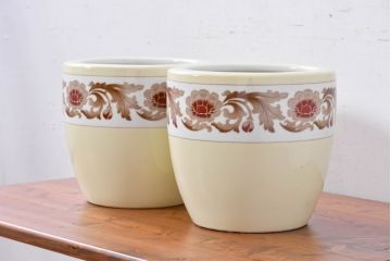 瀬戸焼 飴釉火鉢一対 19cm 大正～昭和中期 火鉢 瀬戸火鉢 |家具の